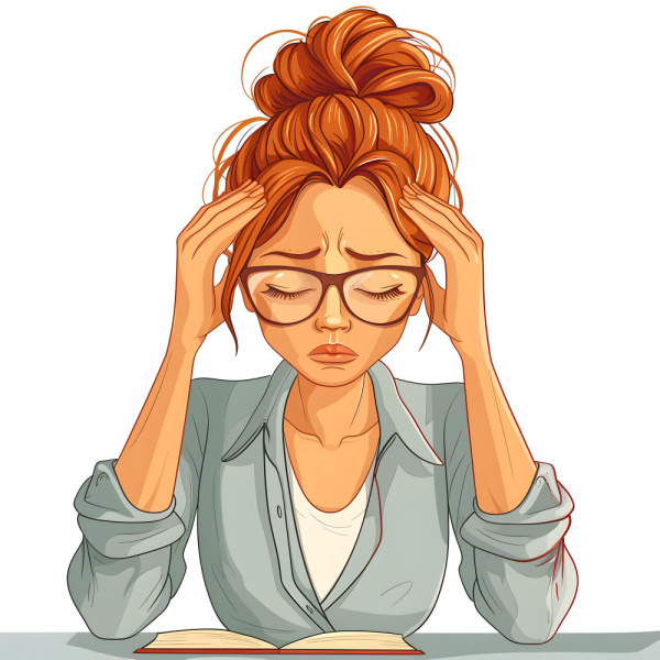 illustration of frustrated woman with glasses