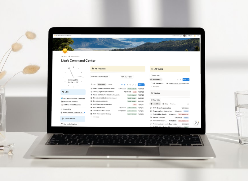 notion command center mockup