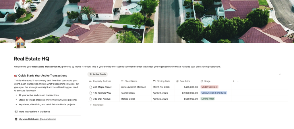 real estate hq notion template